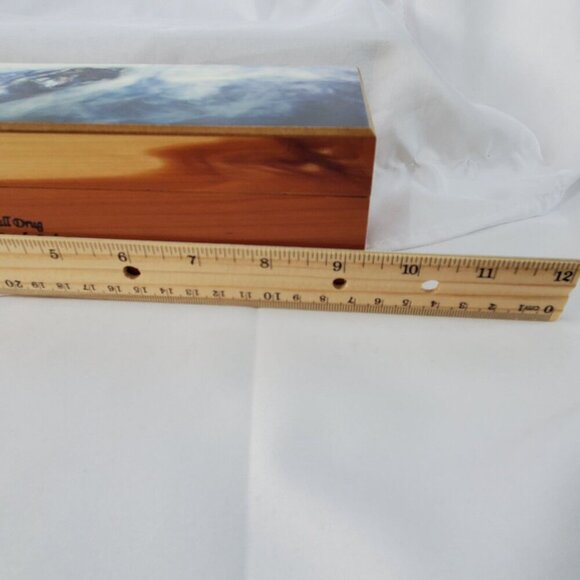 VTG Decorative Wolf Cedar Wood Jewelry Box 9.25"x4"x2.5" Wall Drug South Dakota - Picture 10 of 13
